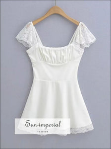 Women’s White Mini Dress With Lace Straps And Up Back Detail Sun-Imperial United States
