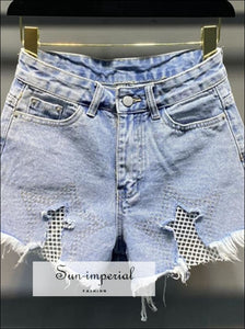 Dark Blue High Waist High Waist Jeans Shorts For Women Casual