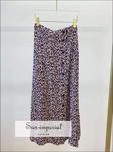 Women Pink Leopard Buttoned Viscose Midi Skirt Bohemian Style, elegant style, Unique vintage vintagestyle SUN-IMPERIAL United States