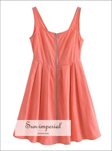 Women Pink Sleeveless A-line 100% Lanon Mini Dress with Low back and Center Zipper detail chick sexy style, harajuku preppy, Preppy Style 