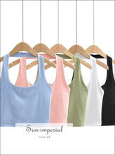 Women Pink Sleeveless Square Neck Halter Tank top Basic style, casual chick sexy harajuku PUNK STYLE SUN-IMPERIAL United States