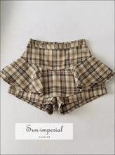Women Plaid Checkered Mini Skirt with under Shorts and Frill detail Sun-Imperial United States