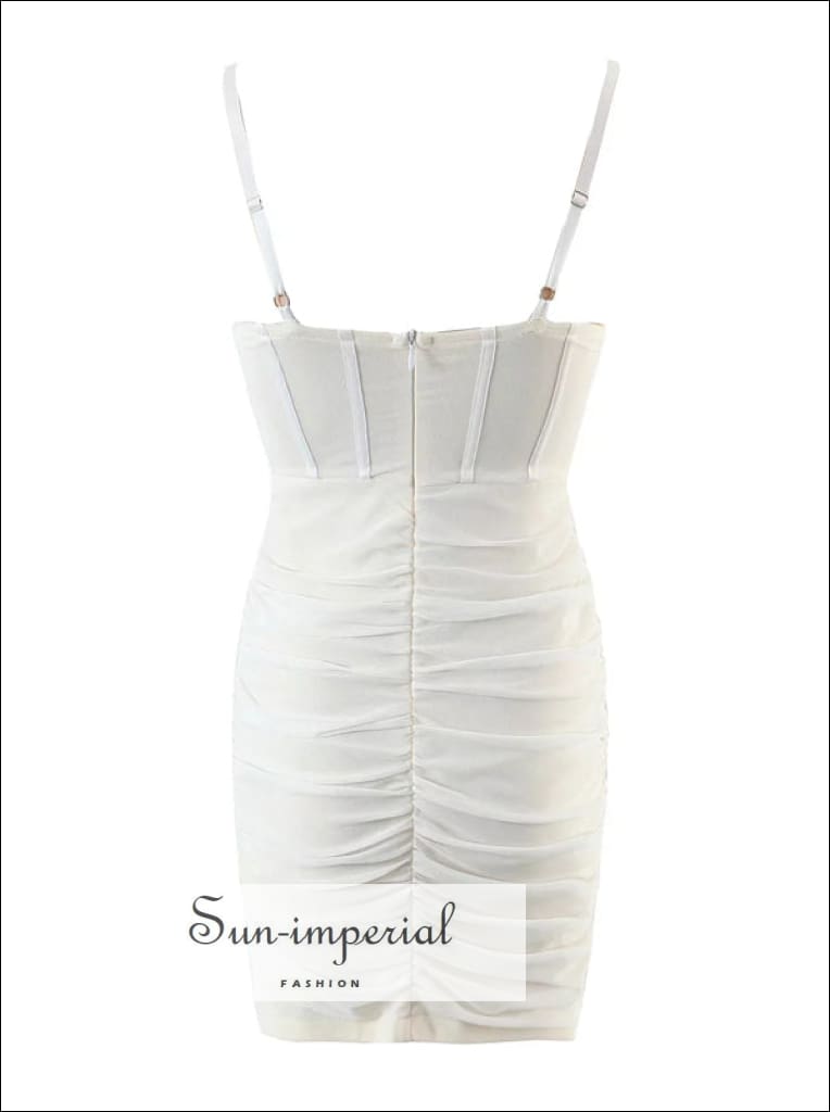 Sun-imperial - women plain white mesh bodycon camisole corset