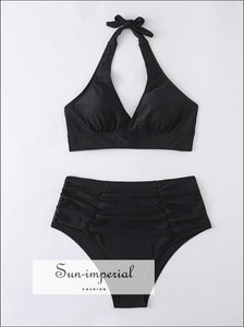 Women Plum Cut out Waist Wrap top and High bottom Bikini Swimwear Bathing Suit plum bikini Sun-Imperial United States