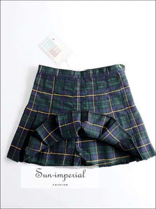 Women Preppy Style Check Pleated Skirts with Safety Shorts Plaid Mini Skirts High Waist Pleated