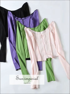 Women Purple Exposed Seams Long Sleeve top with Hollow out Center detail casual style, chick sexy harajuku Preppy Style Clothes, PUNK STYLE 