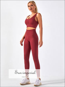 Women Red Ribbed Sport Fitness Crop top and High Waist Legging Seamless Yoga Set ACTIVE WEAR, active wear women, activewear, get active, 