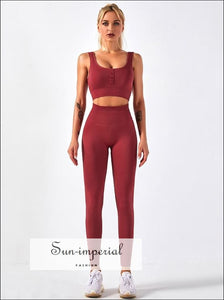 Women Red Ribbed Sport Fitness Crop top and High Waist Legging Seamless Yoga Set ACTIVE WEAR, active wear women, activewear, get active, 