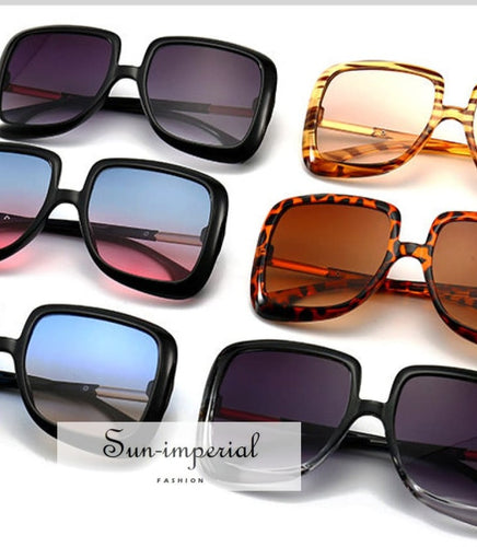 Women Retro Oversized Sunglasses Big Large Grain Frame Sun-Imperial United States