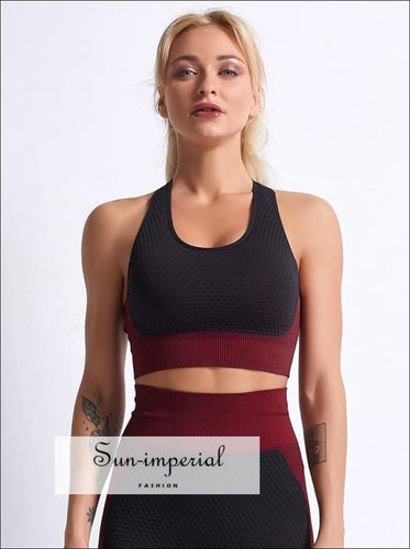 Women Ribbed Black and Blue Colorblock Cropped Sports Bra Cross back Yoga top ACTIVE WEAR, active wear women, activewear, get active, sports