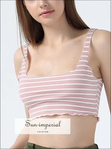 Women Ribbed Crop Tank top Striped Tanks 9 Colors BASIC SUN-IMPERIAL United States