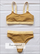 Women Ribbed Two Tone Blue Sport Bra and High Waist bottom Bikini Set Sporty Swimsuit SUN-IMPERIAL United States