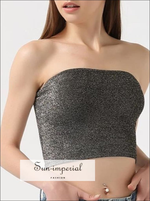 Women Sequin Tube Crop Tops BASIC, sequin top, tube top SUN-IMPERIAL United States