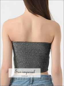 Women Sequin Tube Crop Tops BASIC, sequin top, tube top SUN-IMPERIAL United States