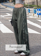 Women Oversize Loose Side Stripes Sweatpants Jogger With Drawstring Cuffs Basic style, casual harajuku PUNK STYLE, sporty style Sun-Imperial