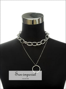 Women Silver and Gold Gothic Chunky Chain Choker Necklace SUN-IMPERIAL United States