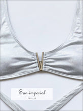 Women Silver Glitter Sequin Spliced V Shaped Bikini Set SUN-IMPERIAL United States