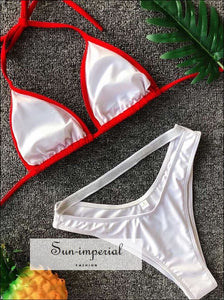 Women Solid Color Strap Bikini Fashion Low Waist Two-piece Beach Swimsuit Push-up Bra Quick-drying
