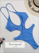 Women Solid Cut out One Piece Swimsuit with front X Details Out With Front details Sun-Imperial United States