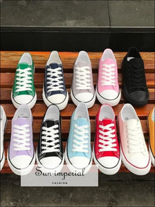 Women Solid Shoes Sneakers Lace-up Casual Breathable Walking Canvas SUN-IMPERIAL United States