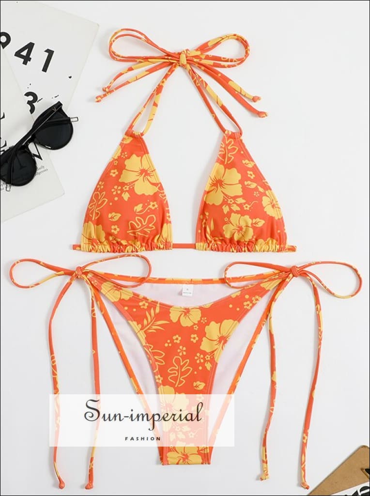 Women Splash Color Wire Free Tringle Bikini Set Printed Sun-Imperial United States