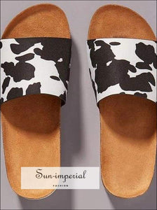Women Summer Beach Sandals Flats Casual Shoes Woman Slides Slippers Outdoor Cork Sandalias - Cow SUN-IMPERIAL United States