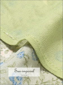 Women Green Floral Tie Shoulder Cami Strap Mini Dress Sun-Imperial United States