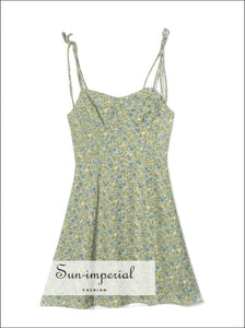 Sun-imperial - women Green floral tie shoulder cami strap mini dress Green / M Sun-imperial - women Green floral tie shoulder cami strap mini dress Green / M