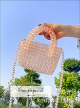 Women Transparent Crystal Glass Pearl Bags Handbag Clear top Handle Hand Purse Bag chick sexy style, UNIQUE STYLE, vintage dress 