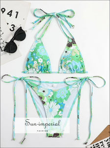 Women Tropical Print Wire Free Tringle Bikini Set Printed Sun-Imperial United States