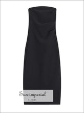 Women’s Solid Strapless Midi Dress With Fold Waist And Side Slit Detail Sun-Imperial United States