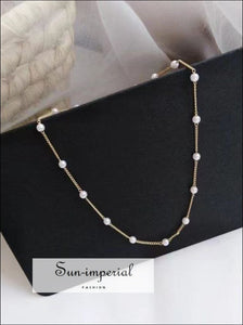 Women Two Layers Choker Necklace With Pearl Pendant Sun-Imperial United States