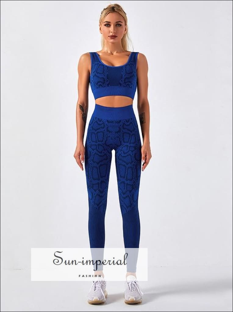 Women Two Piece Green Snake Print Cropped top Round back Sport Bra and High Waist Legging ACTIVE WEAR, active wear women, activewear, get 