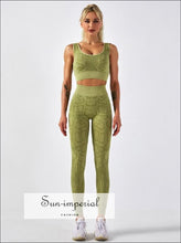 Women Two Piece Green Snake Print Cropped top Round back Sport Bra and High Waist Legging ACTIVE WEAR, active wear women, activewear, get 