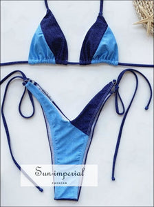Sun-imperial - color block padded triangle blue white lavender bikini set  women's swimming suit – Sun-Imperial