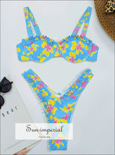 Women Underwire Push up Bra Bikini Set Floral Print Swimsuit Sun-Imperial United States