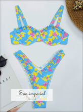 Women Underwire Push up Bra Bikini Set Floral Print Swimsuit Sun-Imperial United States