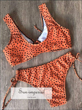 Women Wave Dot Print Beach Swimsuit Fashion Two-piece High Waist Bikini Suit Push-up Bra SUN-IMPERIAL United States