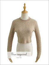 Women White Basic Style Crop Thick Knit Cropped Jumper WHite Sun-Imperial United States