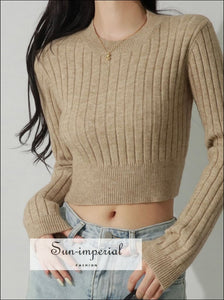Women White Basic Style Crop Thick Knit Cropped Jumper WHite Sun-Imperial United States
