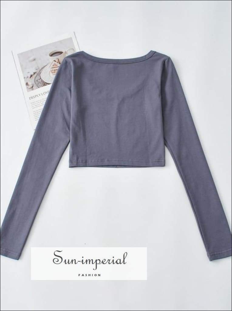 Women's Sleeve Crop Top - 100% Cotton Casual Tee With Padded Shoulder Look - View #11