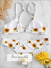 Women White Print Beach Swimwear Fashion High Waist Bikini Set Push-up Bra Strap Low-cut Two-piece SUN-IMPERIAL United States