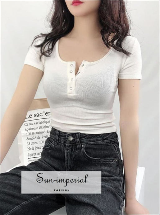 Women White Corset Bust Seam Style Short Sleeve Crop T-shirt