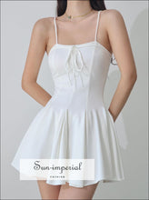 Women White Strapless Dress with Tie front detail Basic style, chick sexy corset harajuku PUNK STYLE Sun-Imperial United States