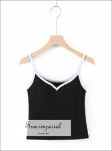 Women White Sweetheart Neckline Camisole with Padded Cup and Contrast Black Piping Cami top Basic style, casual chick sexy harajuku Preppy 
