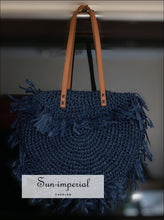 Women Woven Round Straw Shoulder Bag Sun-Imperial United States