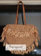 Women Woven Round Straw Shoulder Bag Sun-Imperial United States