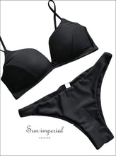 Women's Black Bikini Set Sling High Waist Push-up Two-piece Beach Swimwear Fashion Summer Ladies