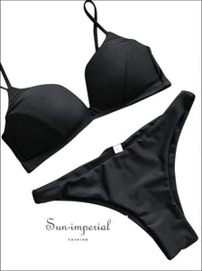 Women's Black Bikini Set Sling High Waist Push-up Two-piece Beach Swimwear Fashion Summer Ladies