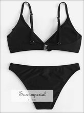 Women's Black Lace Beach Swimwear Two-piece Fashion Bikini Set High Waist Push-up Bra Swimsuit Chest